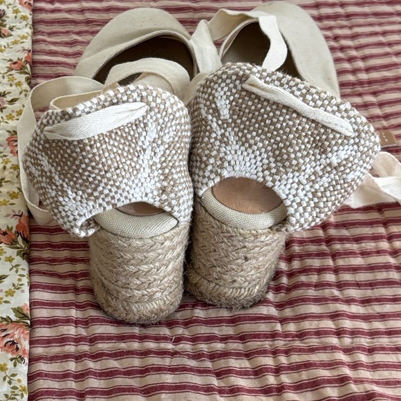 Castaner Cream Espadrille Wedges with Ankle Ties - Picture 6 of 8